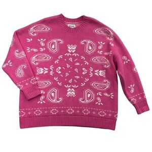 American Eagle Outfitters‎ Sweater Womens L Oversize Pink Paisley Knit